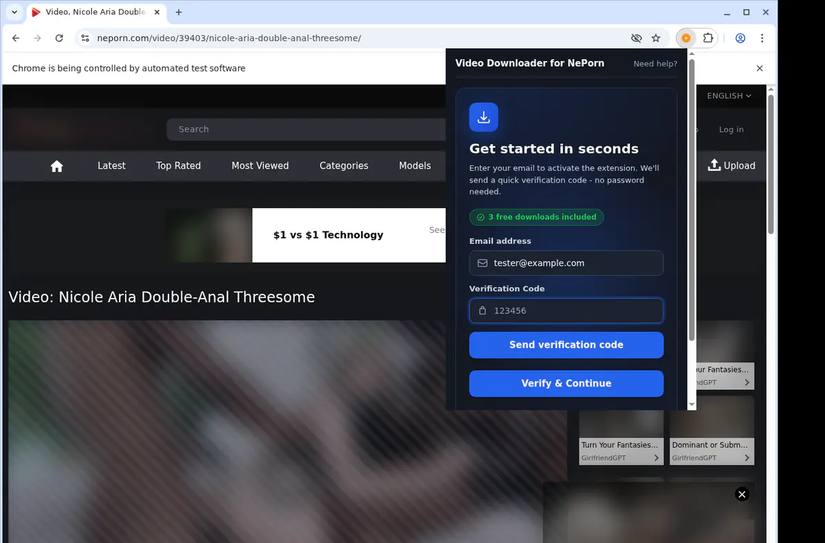 Neporn Video Downloader browser extension screenshot 4